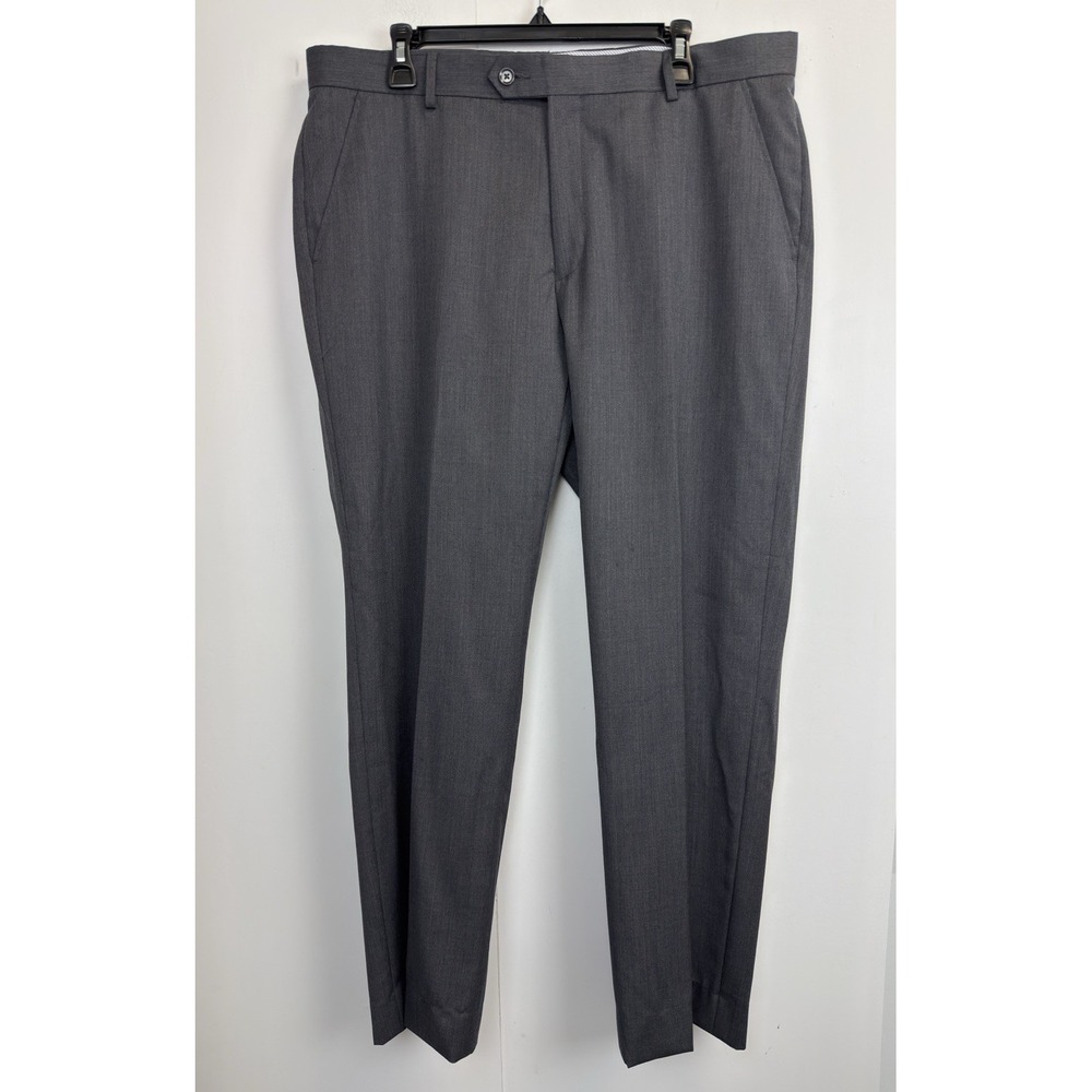 Profilo Dress Pants Men's‎ 38X31 100% Wool Flat Front Grey Straight Leg
